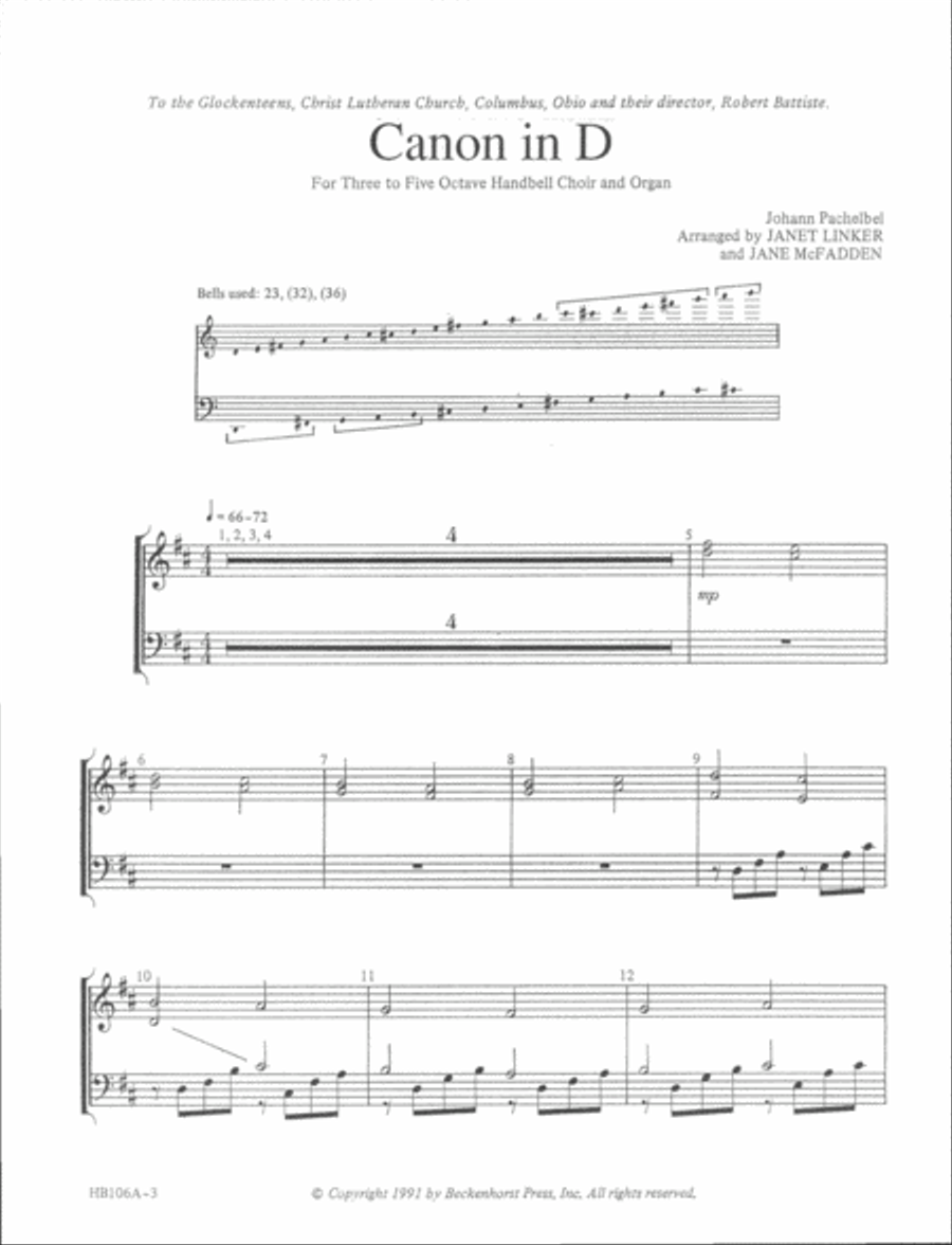 Pachelbel's Canon In D - handbell part 5-Octaves scores gallery preview page 2