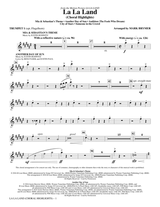 Book cover for La La Land: Choral Highlights (arr. Mark Brymer) - Trumpet 1