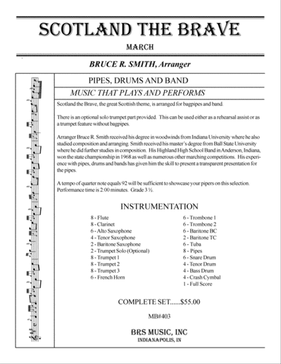 Scotland The Brave Concert Band scores gallery preview page 1