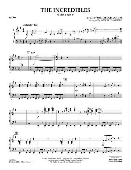 The Incredibles (Main Theme) (arr. Robert Longfield) - Piano