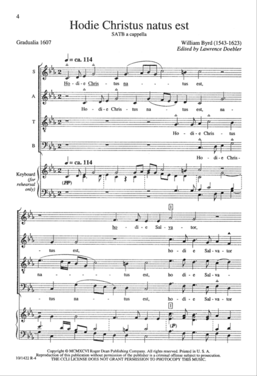 Hodie Christus Natus Est 4-Part scores gallery preview page 4