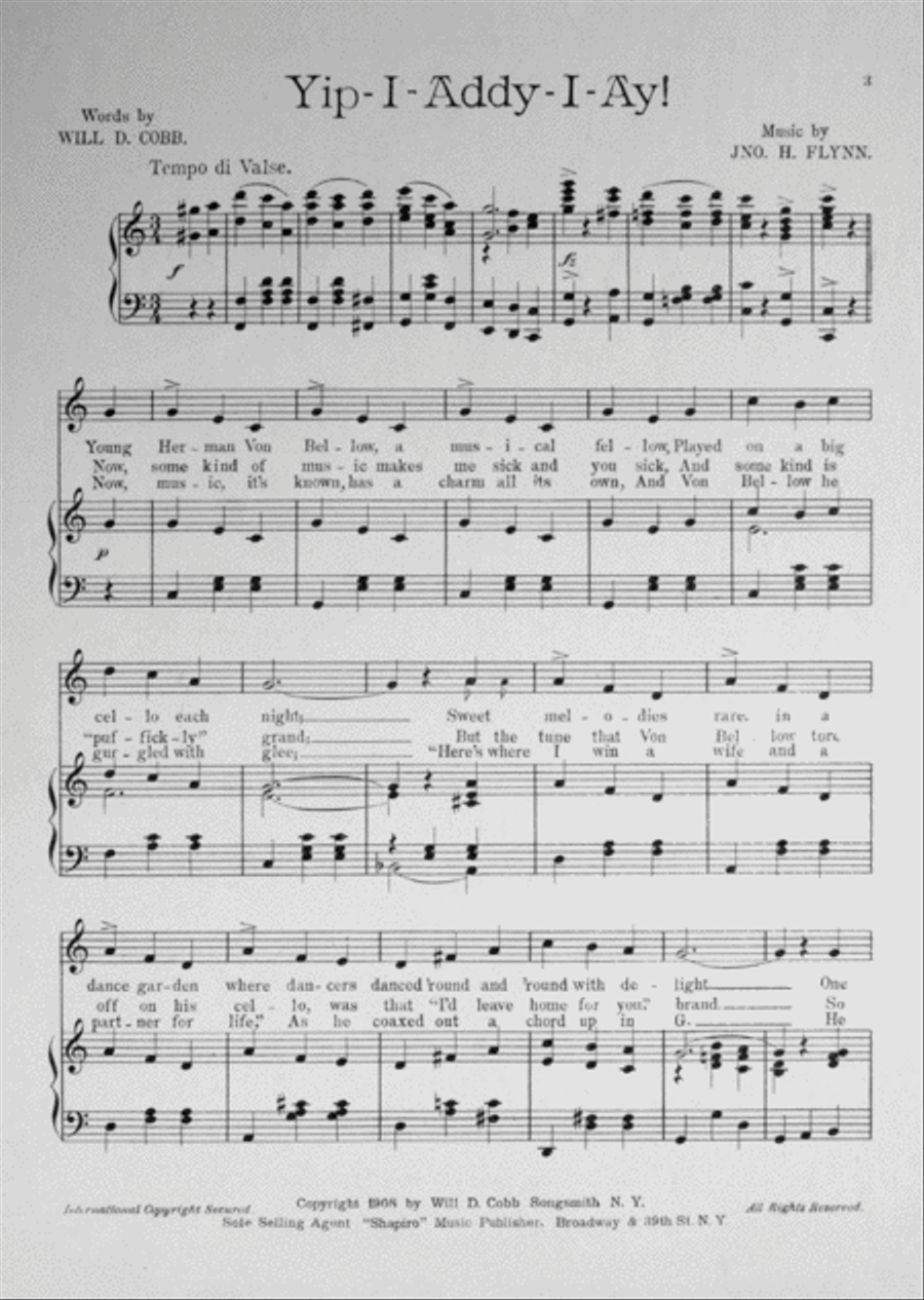Yip-I-Addy-I-Ay. Song Sensation of London and Paris Voice scores gallery preview page 2