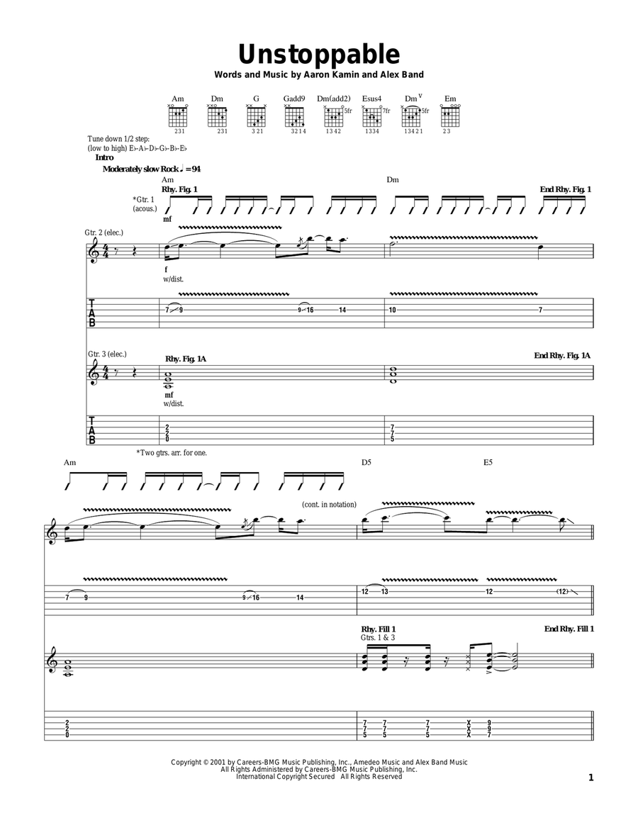 Unstoppable Acoustic Guitar scores gallery preview page 1