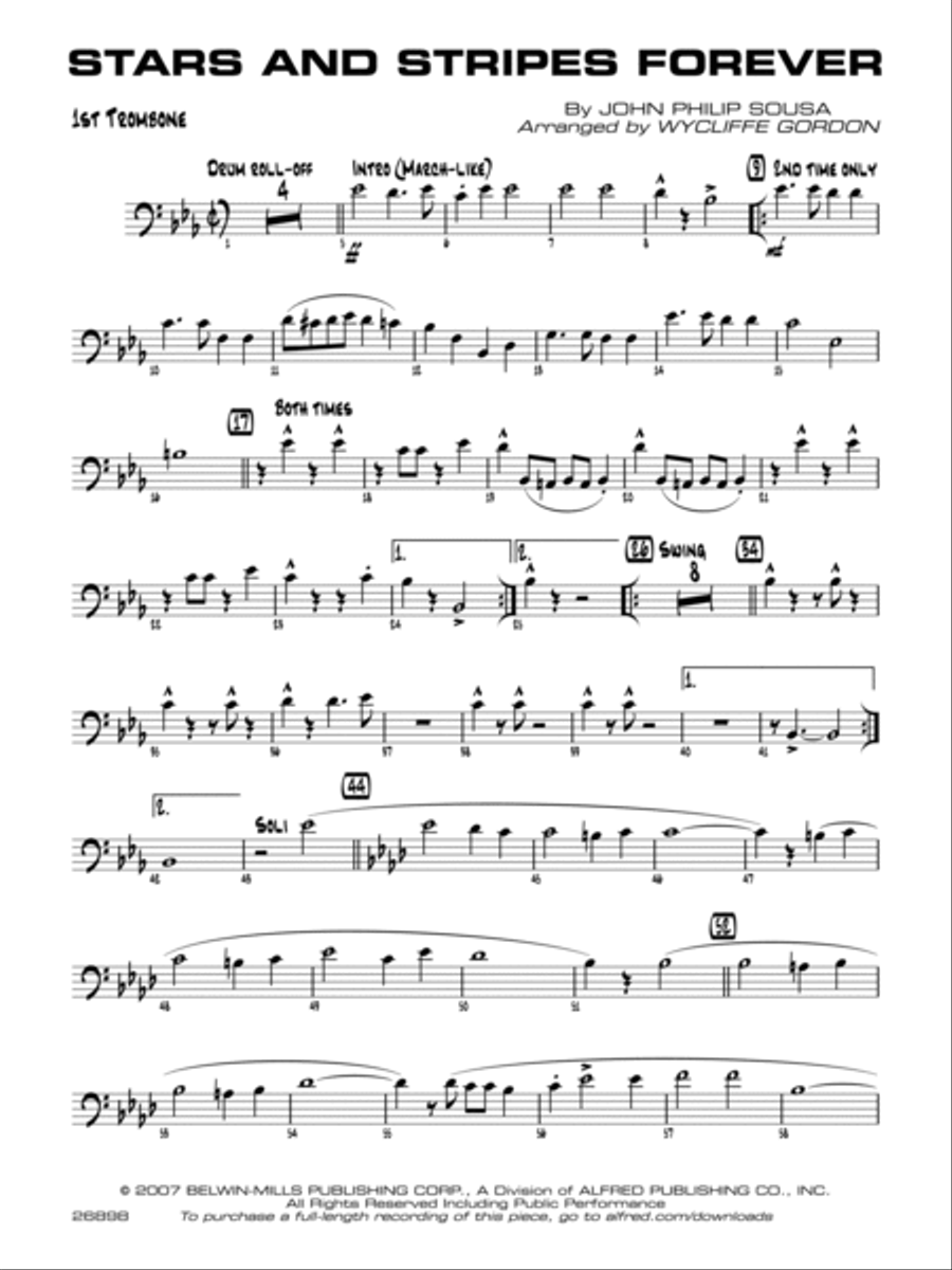 Stars and Stripes Forever: 1st Trombone Jazz Ensemble scores gallery preview page 1