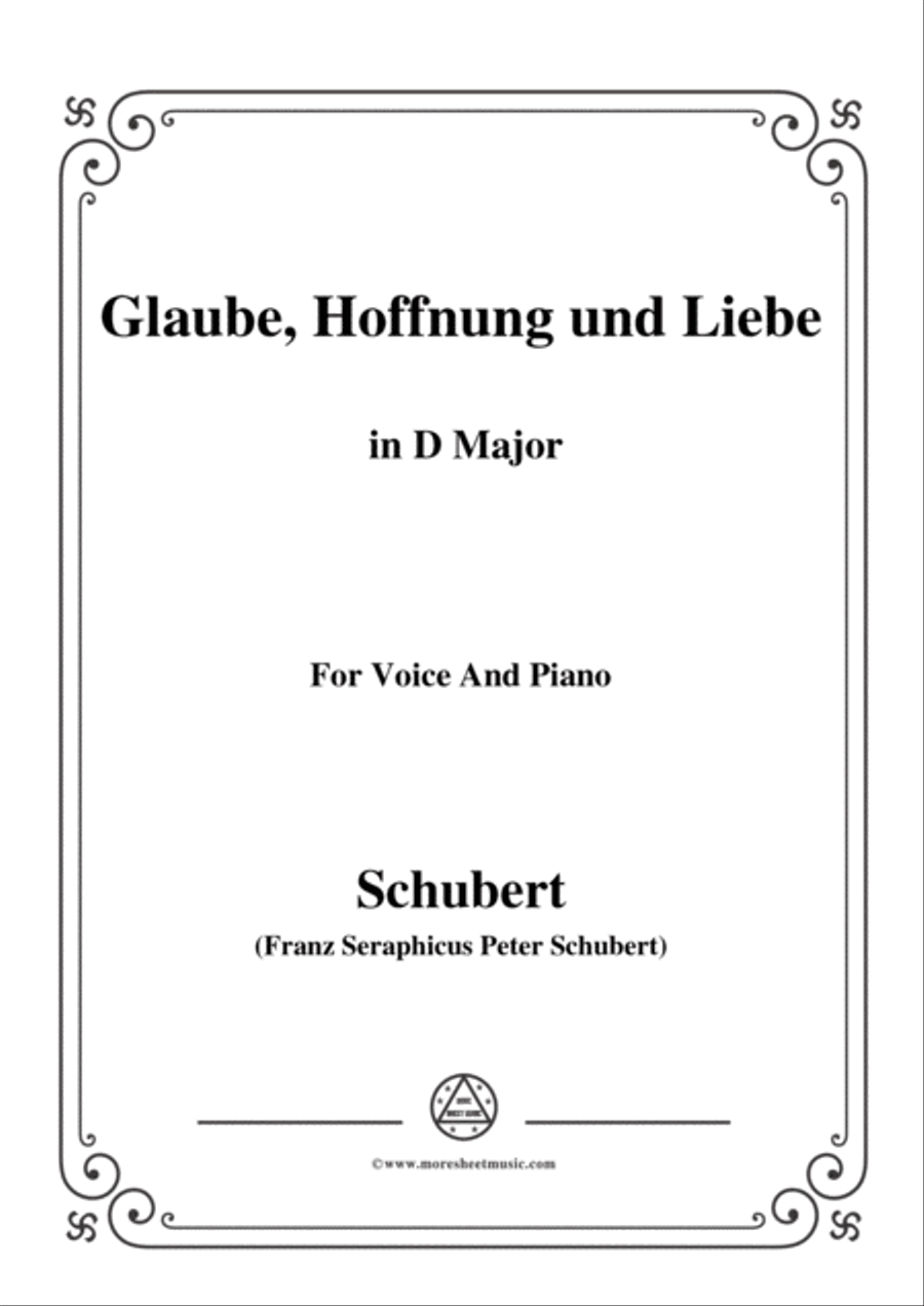 Schubert-Glaube,Hoffnung und Liebe,Op.97,in D Major,for Voice&Piano Voice scores gallery preview page 1