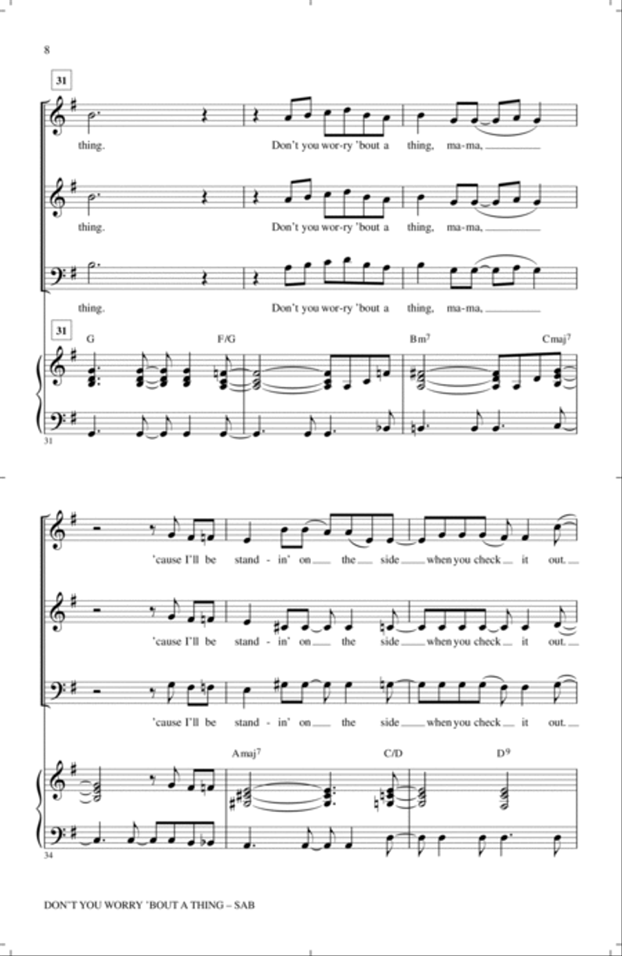 Don't You Worry 'Bout A Thing (arr. Roger Emerson) 3-Part scores gallery preview page 6