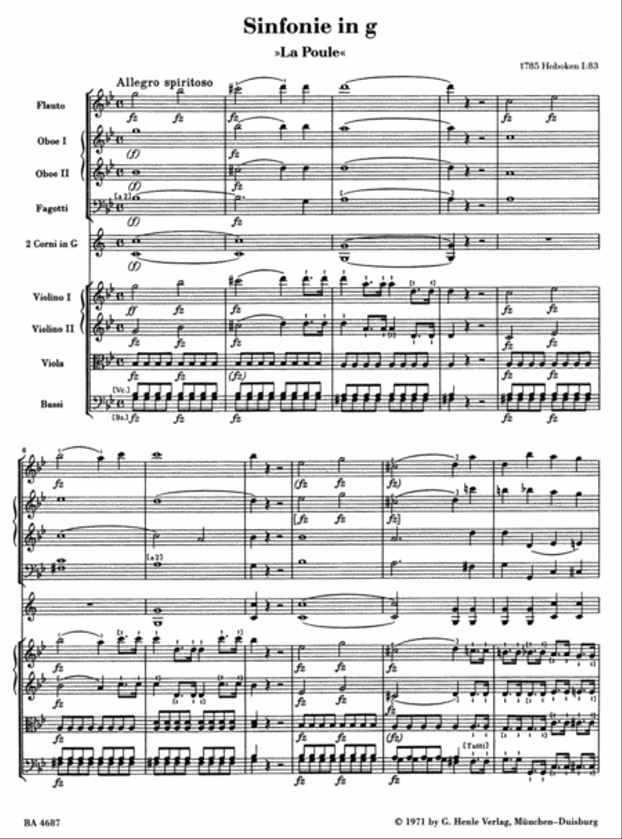 Symphony g minor Hob. I:83 'La Poule' Orchestra scores gallery preview page 2