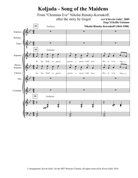 Koljada - Christmas Dance of the Russian Maidens Rimsky-Korsakov (Galiè) SSAA by Nikolay Andreyevich Rimsky-Korsakov SSAA - Digital Sheet Music