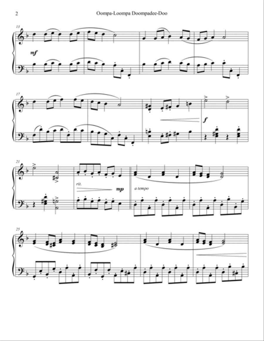 Oompa-loompa-doompadee-doo Piano Solo scores gallery preview page 3