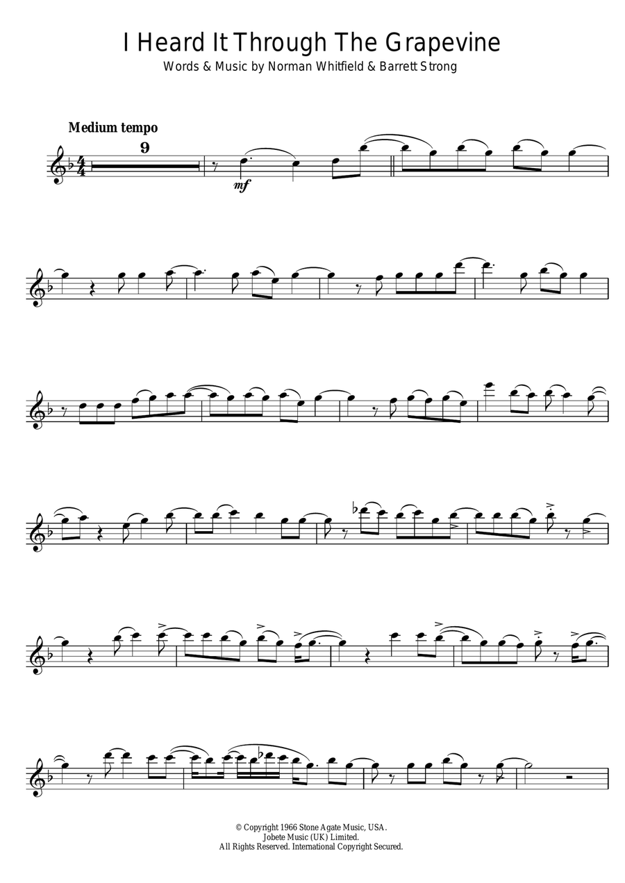 I Heard It Through The Grapevine Tenor Saxophone scores gallery preview page 1