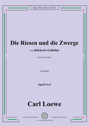 Book cover for Loewe-Die Riesen und die Zwerge,Op.84 No.4,in B Maor