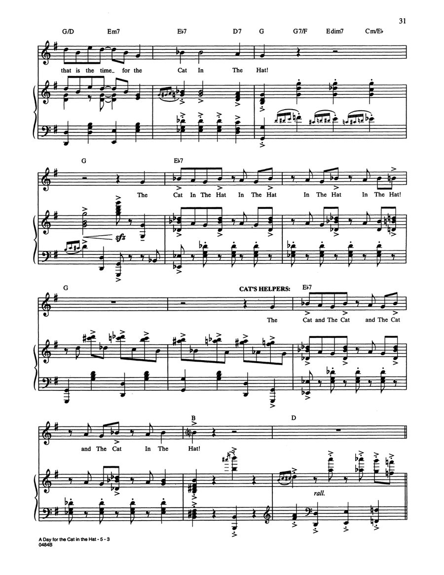 A Day For The Cat In The Hat (from Seussical The Musical) Piano, Vocal scores gallery preview page 3