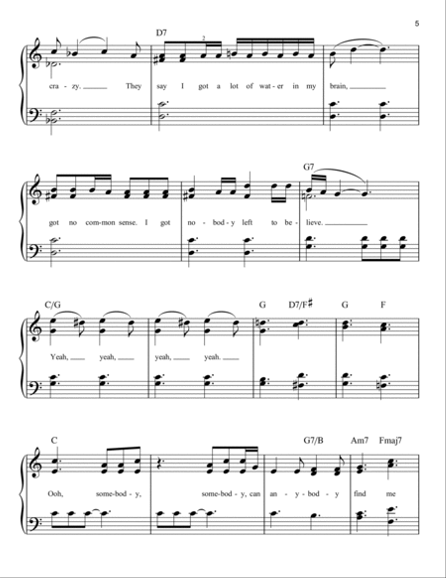 Somebody To Love Easy Piano scores gallery preview page 5