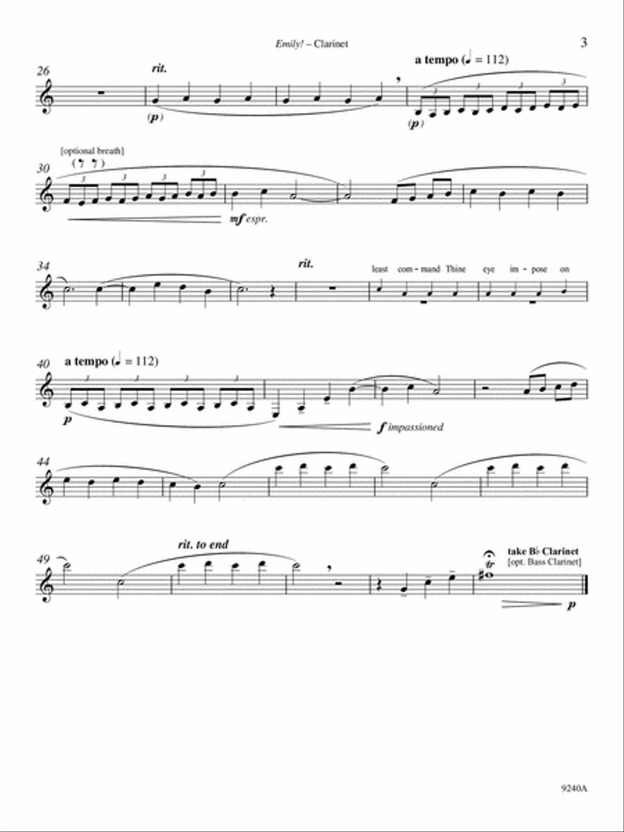 Emily! (from New England) (Downloadable Clarinet Part for Clarinet/Piano Version) Clarinet scores gallery preview page 3