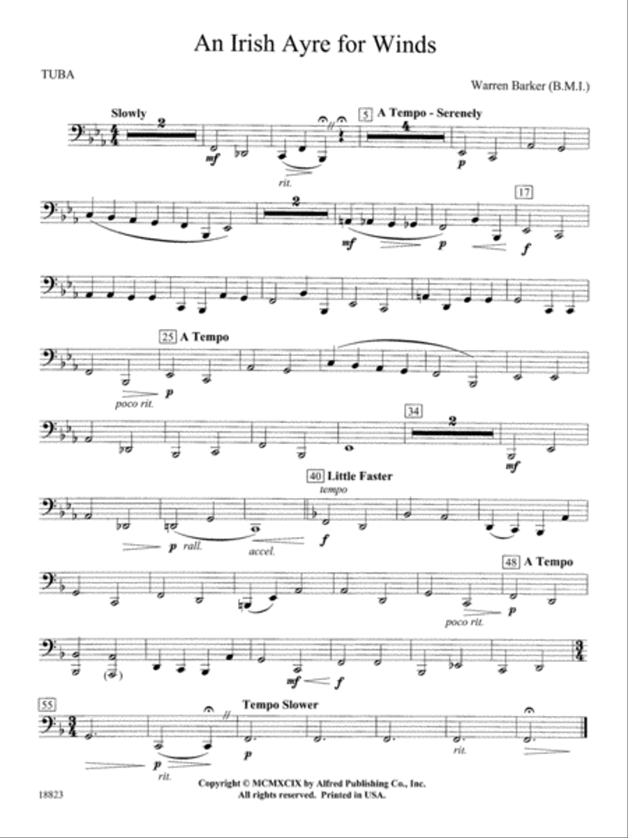 Irish Ayre for Winds: Tuba Concert Band scores gallery preview page 1