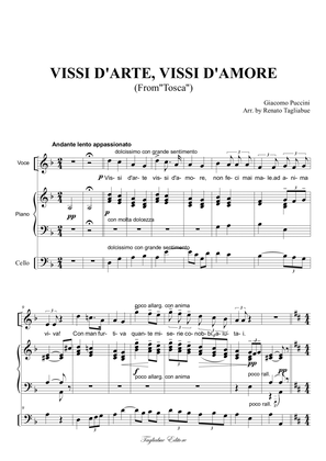 VISSI D'ARTE, VISSI D'AMORE From Tosca - For Sopr.+Pf (Arranged with a part for Cello (ad libitum))