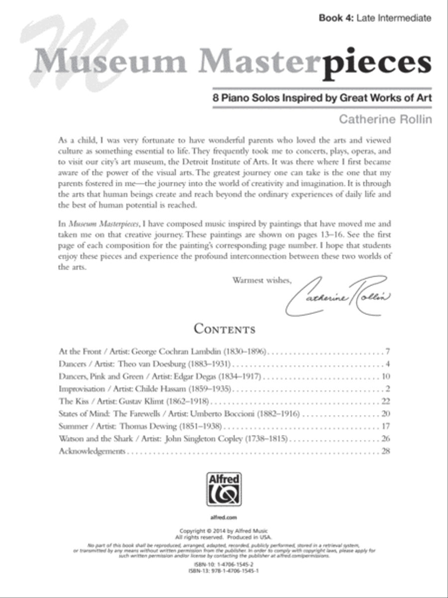 Museum Masterpieces, Book 4 Piano Solo scores gallery preview page 2