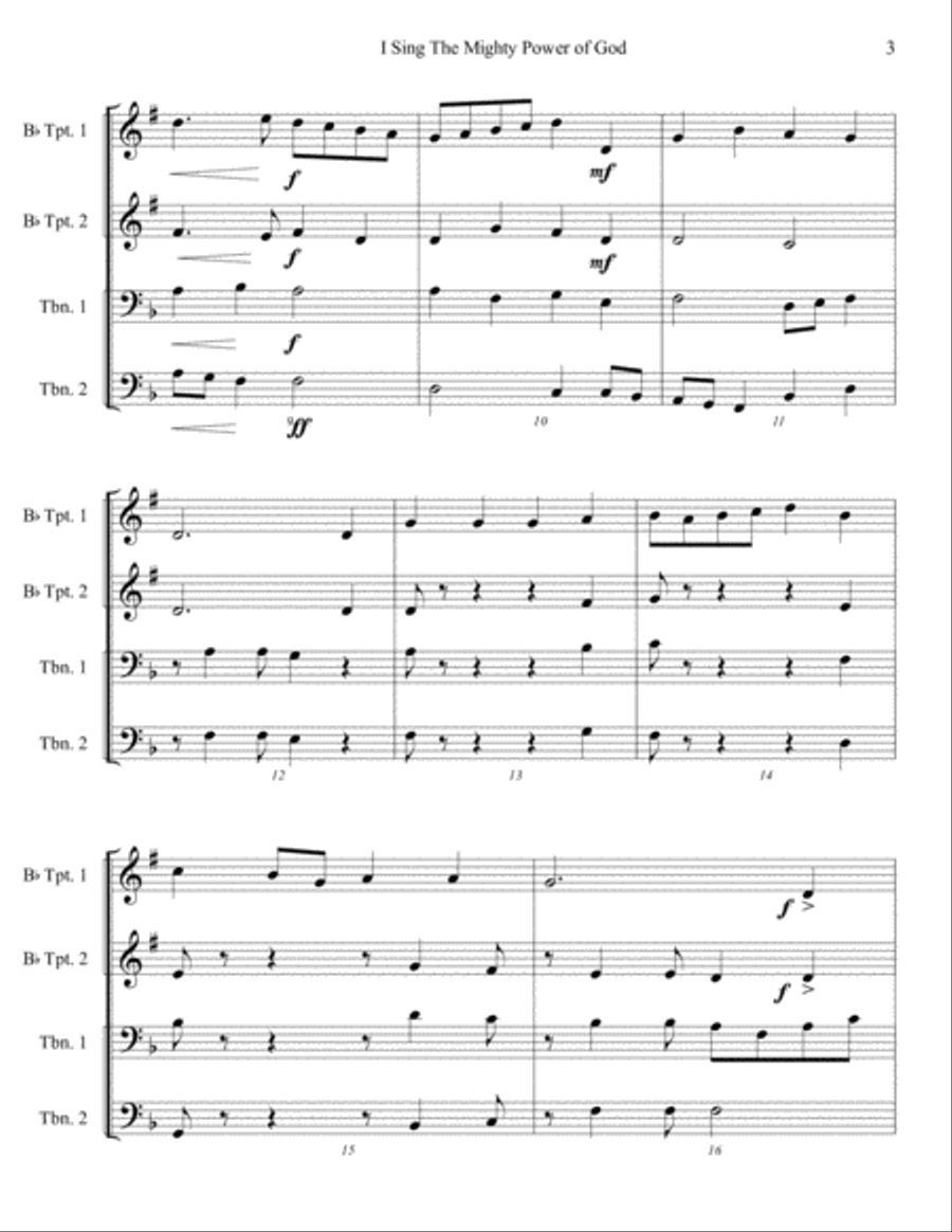I Sing the Mighty Power of God Brass Ensemble scores gallery preview page 3