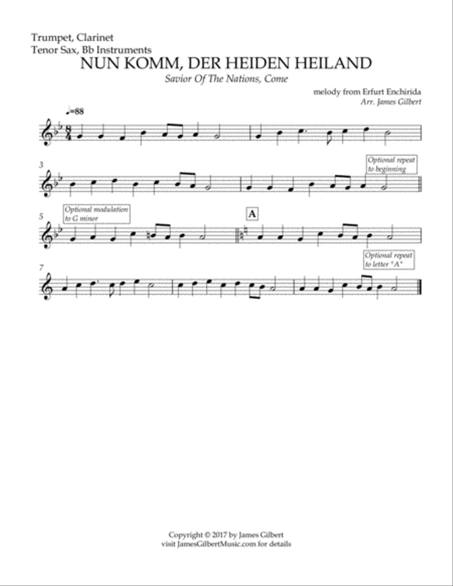 NUN KOMM, DER HEIDEN HEILAND (Savior of the Nations, Come) Small Ensemble scores gallery preview page 6