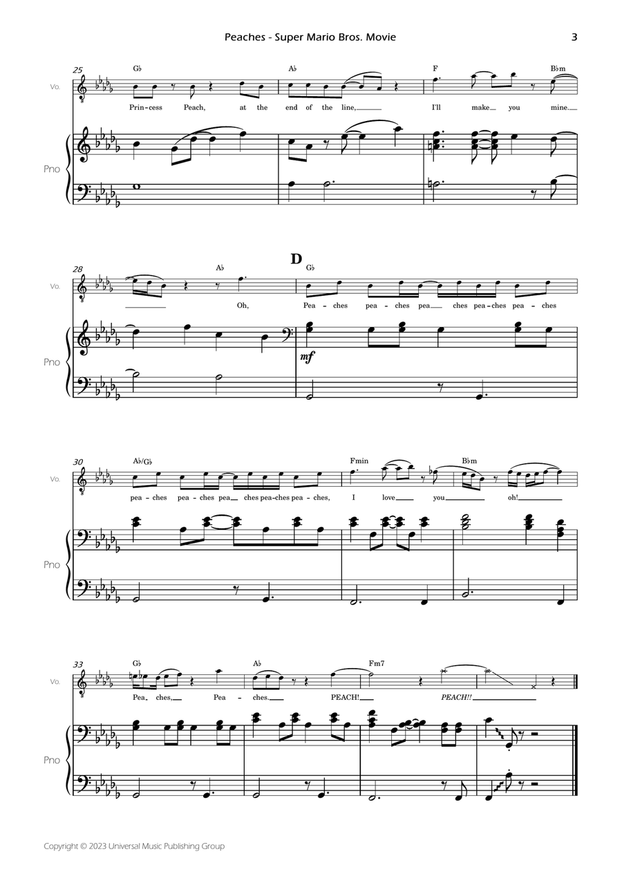 Peaches Piano, Vocal scores gallery preview page 5