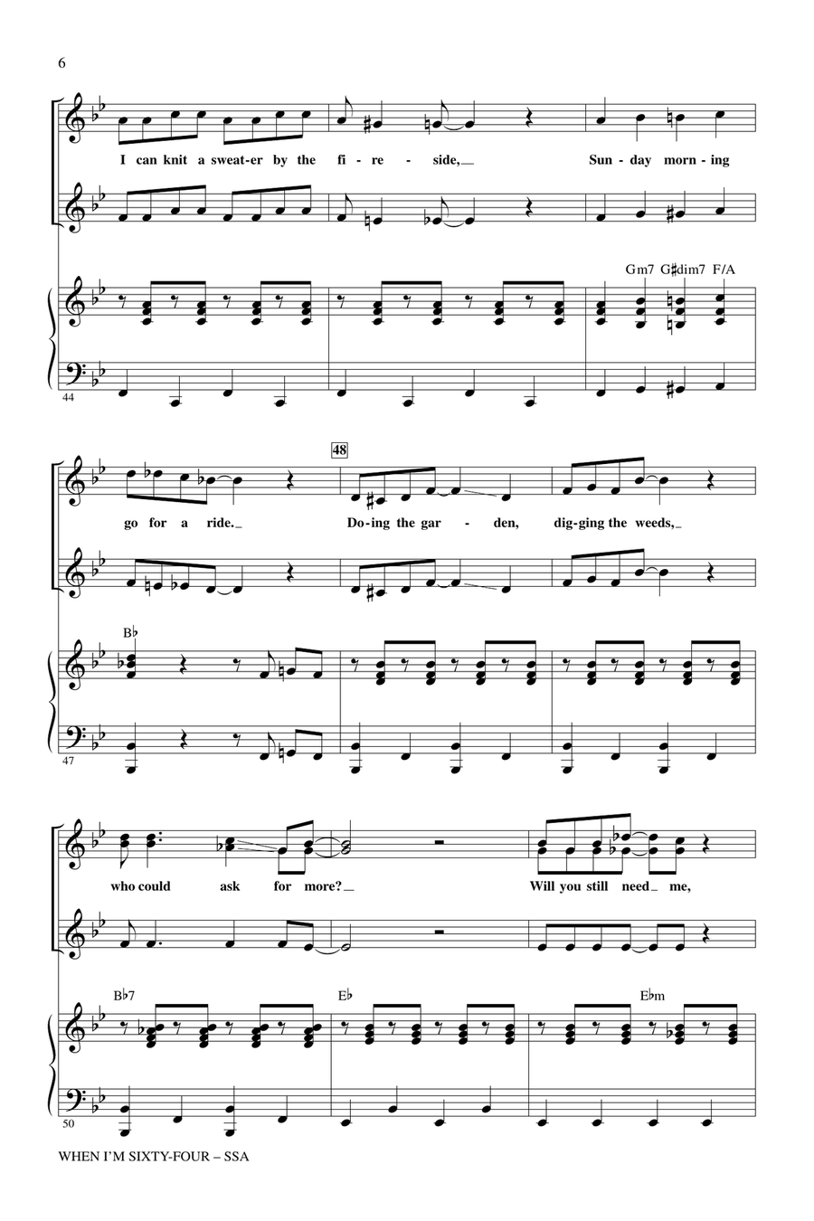 When I'm Sixty-Four SSA scores gallery preview page 5
