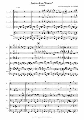 Habanera (Fantasia from Carmen) for Cello Quartet