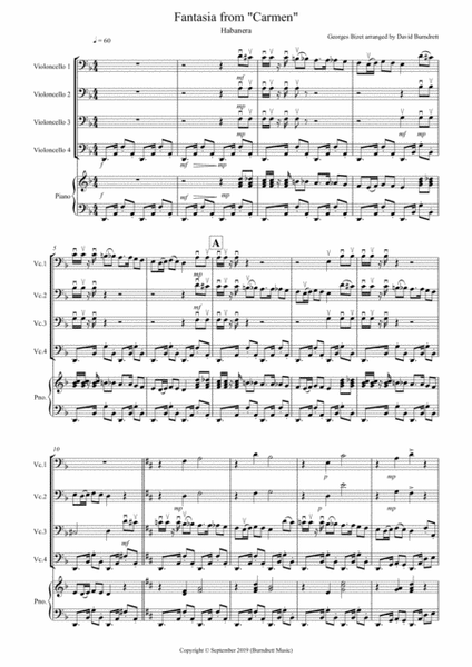 Habanera (Fantasia from Carmen) for Cello Quartet image number null