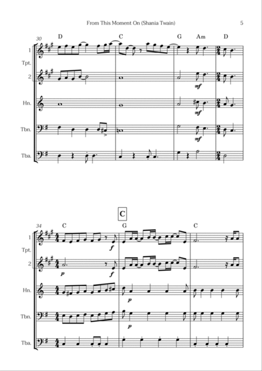 From This Moment On Brass Quintet scores gallery preview page 5
