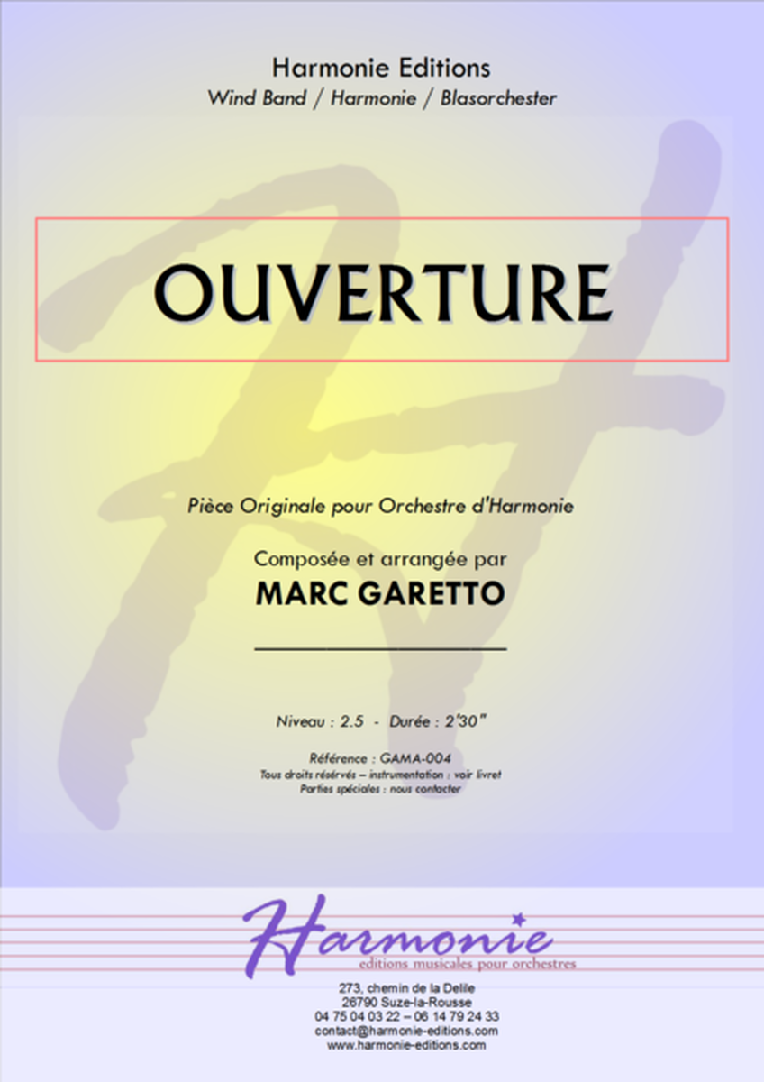 Ouverture composed for Concert Band by Marc Garetto - EASY LEVEL image number null