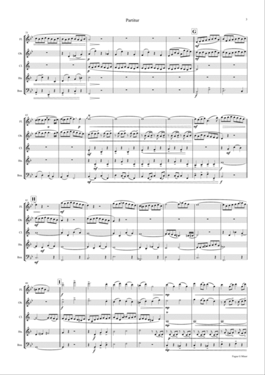 Fugue G Minor - (the 'little') - BWV 578 - Swing - Wind Quintet Woodwind Quintet scores gallery preview page 3
