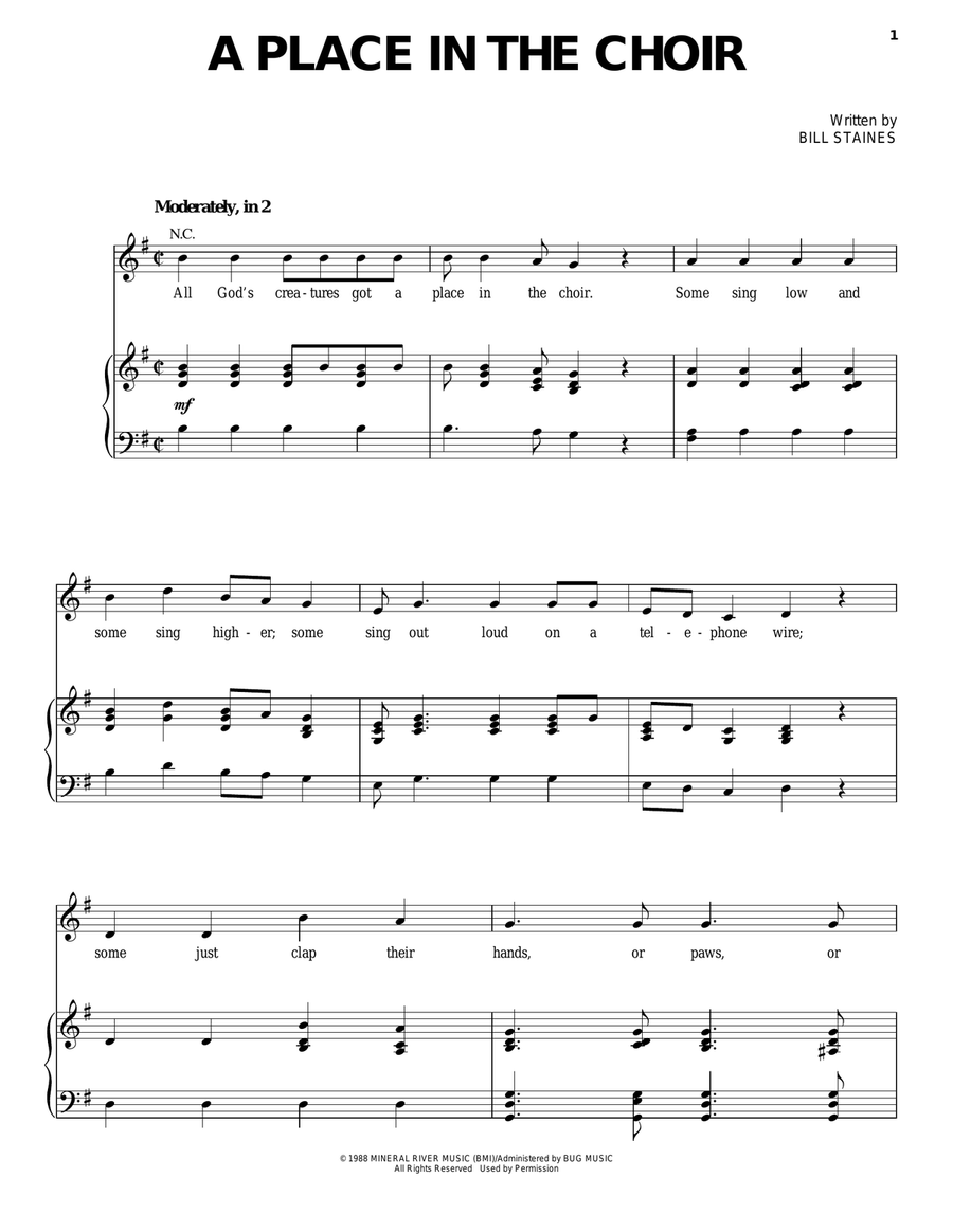 A Place In The Choir Choir scores gallery preview page 1