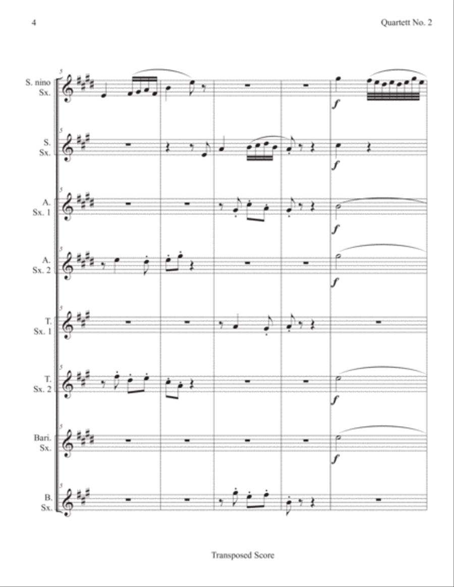 Beethoven No. 2, Opus 18 (Mvt. 1) (sax. 8) (score & parts) Small Ensemble scores gallery preview page 4