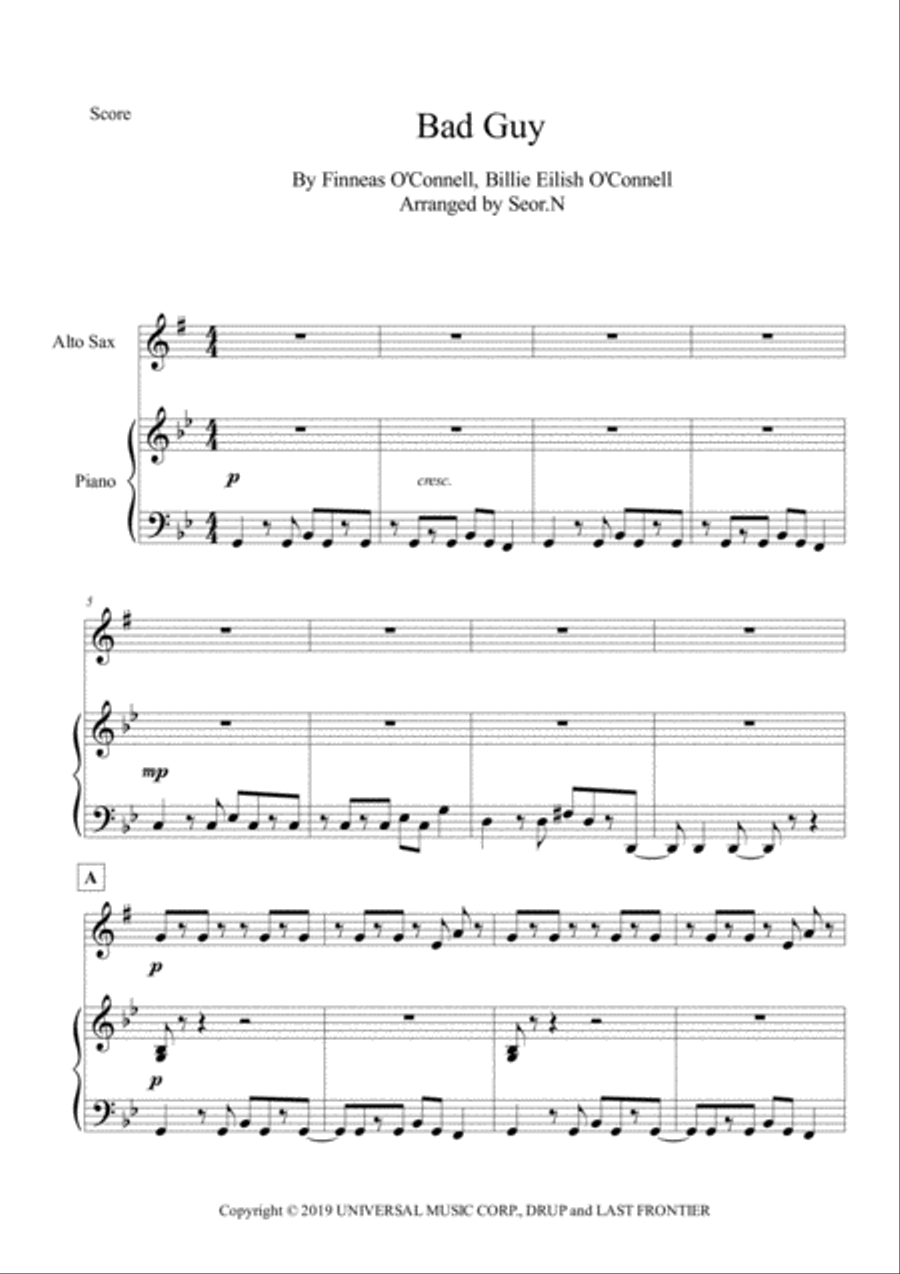 Bad Guy Small Ensemble scores gallery preview page 1