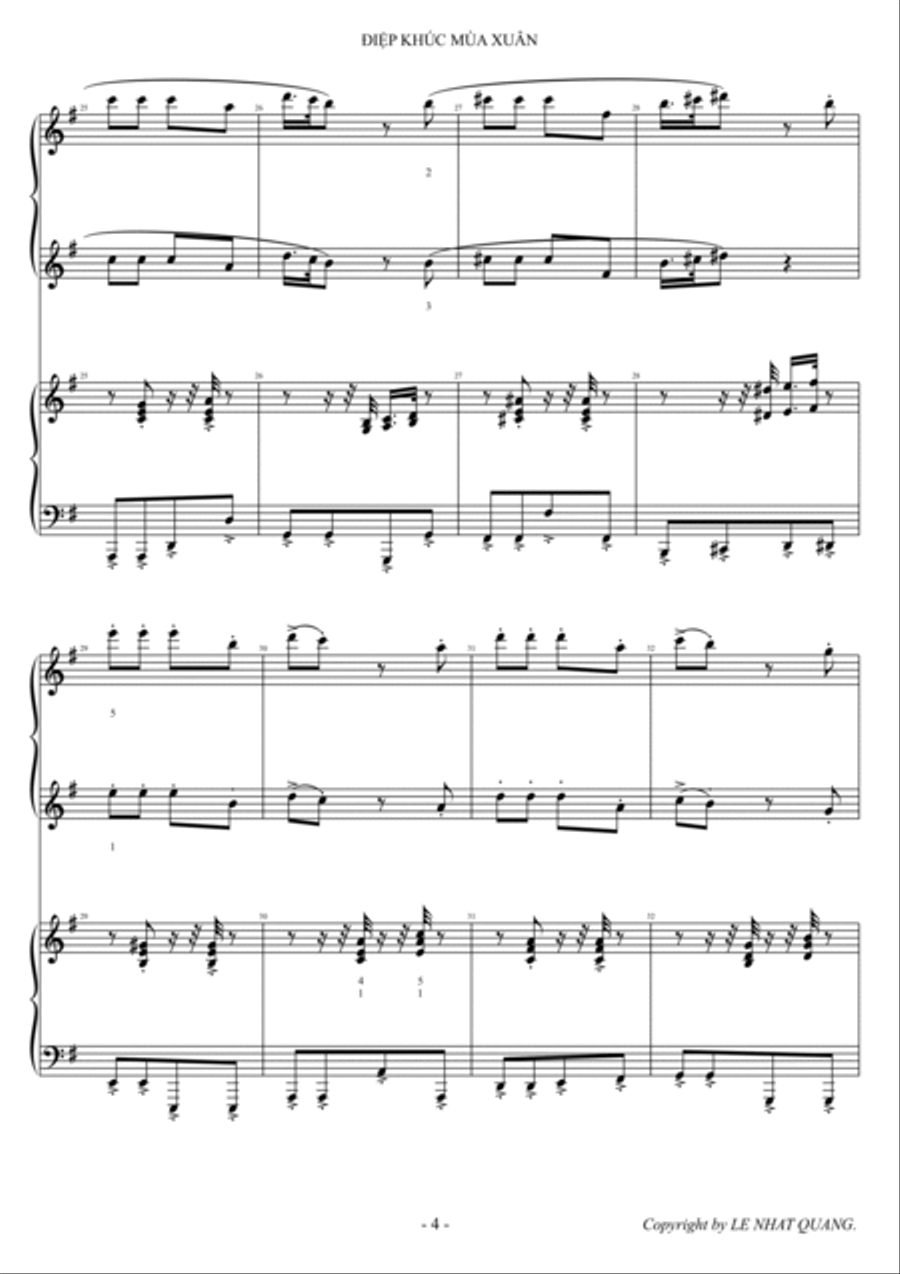 ĐIỆP KHÚC MÙA XUÂN 1 Piano, 4-Hands scores gallery preview page 4