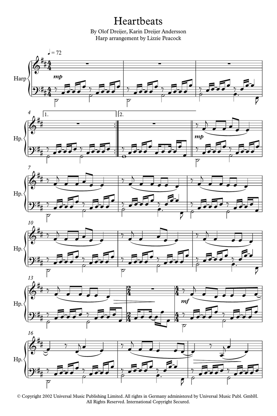 Heartbeats Harp scores gallery preview page 1