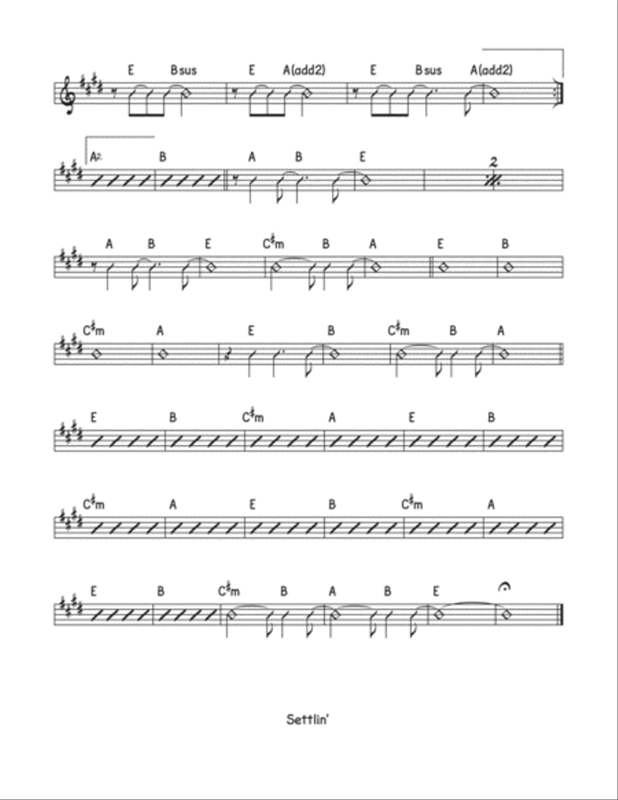 Settlin' Settlin' Piano, Vocal, Guitar scores gallery preview page 2