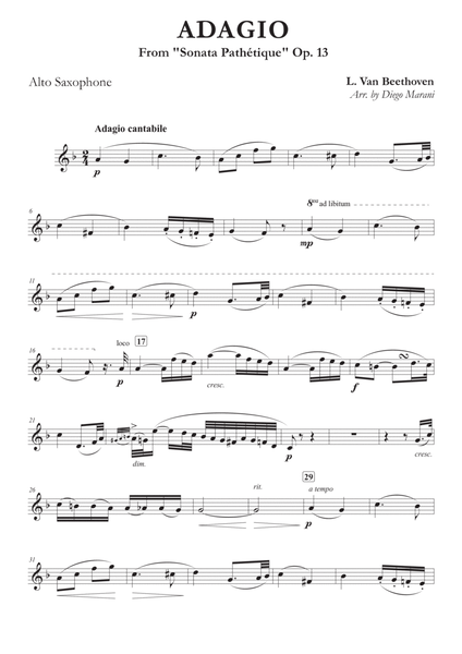 Adagio from "Sonata Pathetique" for Alto Saxophone & Piano image number null