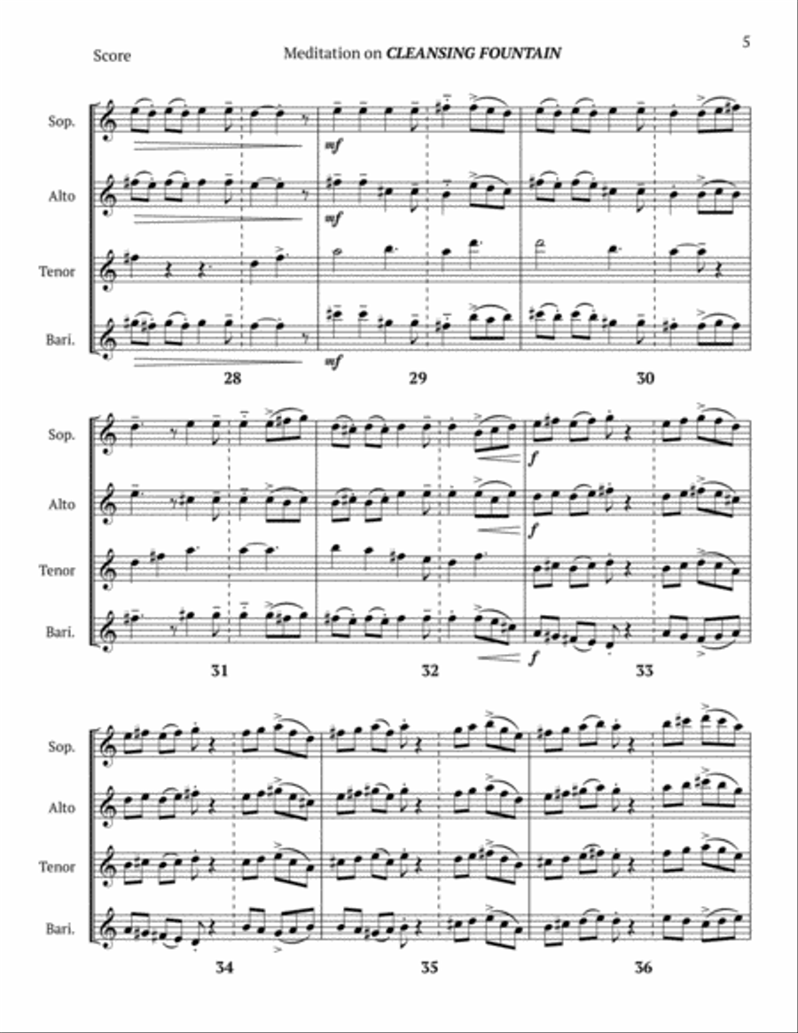 Meditation on CLEANSING FOUNTAIN Woodwind Quartet scores gallery preview page 5