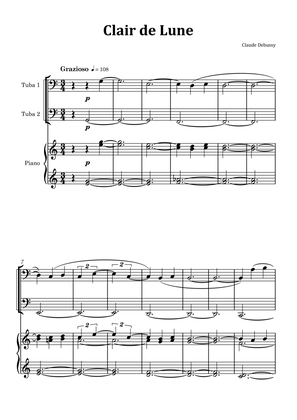 Book cover for Clair de Lune by Debussy - Tuba Duet with Piano