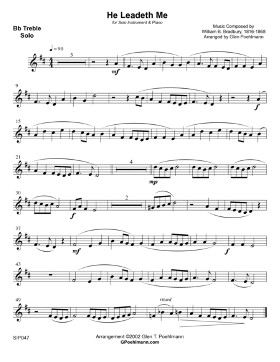 HE LEADETH ME - SOLO (or group) for any Orchestra Instrument! Piano accompaniment Piano scores gallery preview page 6