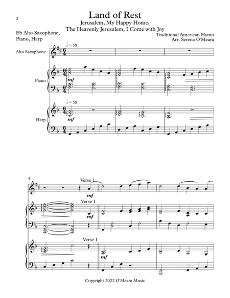 Land of Rest, Trio for Eb Alto Saxophone, Harp, Piano image number null