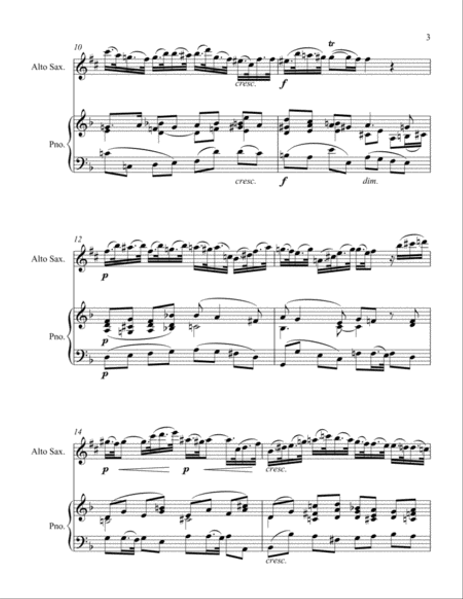 Sonata #1 Movement 1 in D Minor for Alto Sax and Piano Alto Saxophone scores gallery preview page 3
