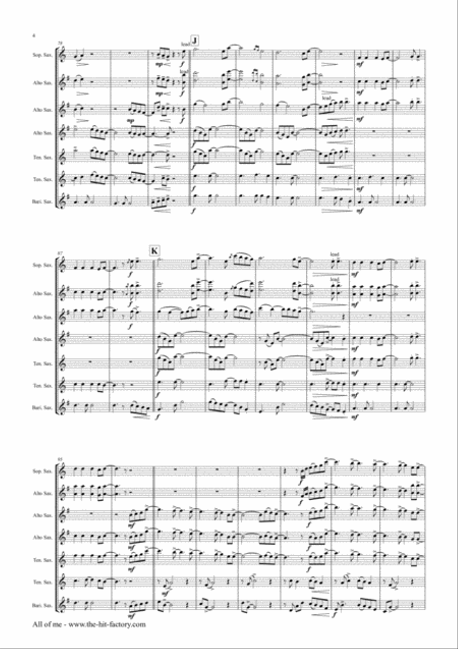 All Of Me Saxophone Quintet scores gallery preview page 4