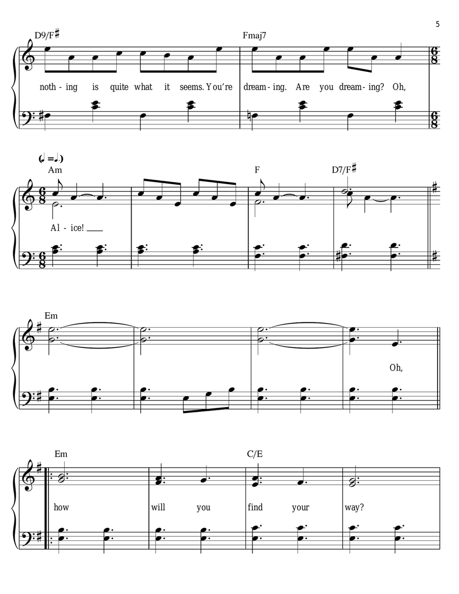 Alice's Theme Alice's Theme Easy Piano scores gallery preview page 5
