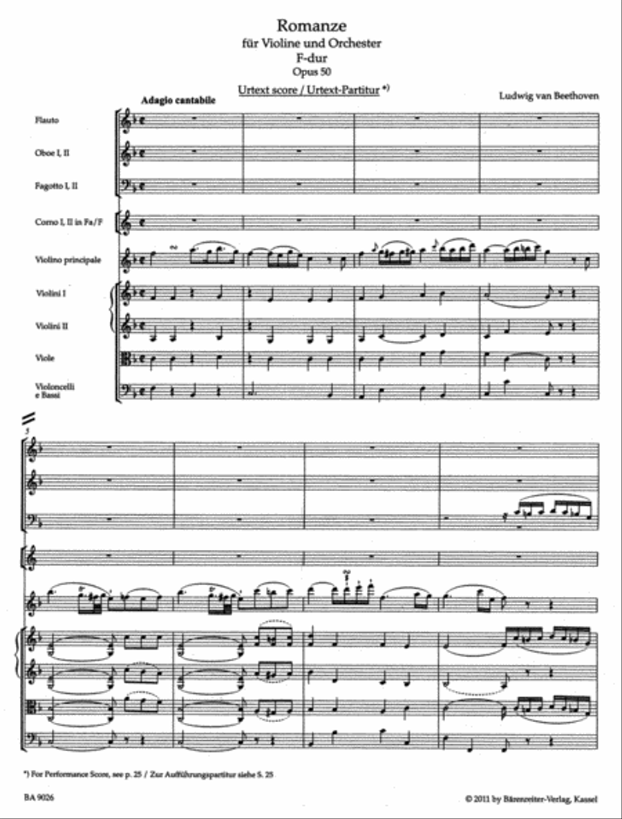 Romances in F major and G major for Violin and Orchestra, op. 50, 40 Orchestra scores gallery preview page 2