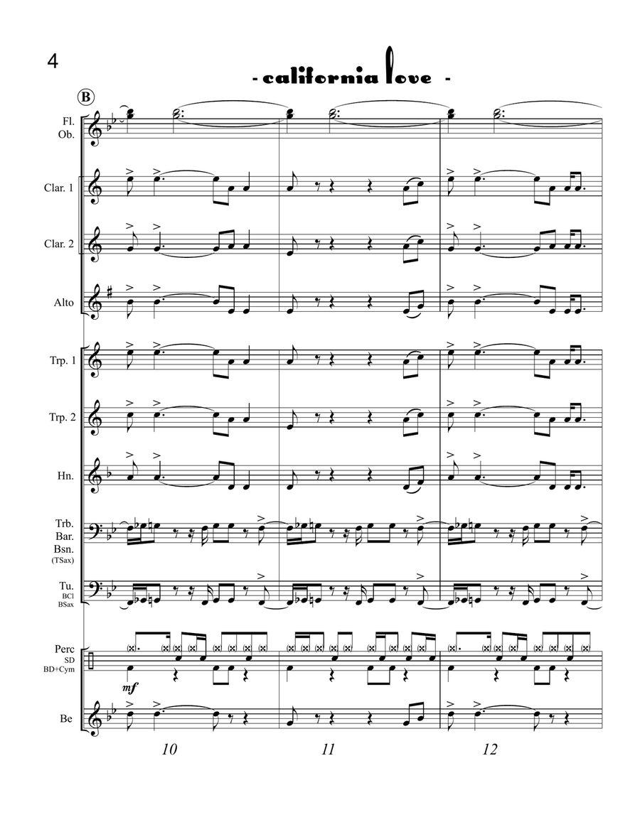 California Love (Remix) Concert Band scores gallery preview page 6