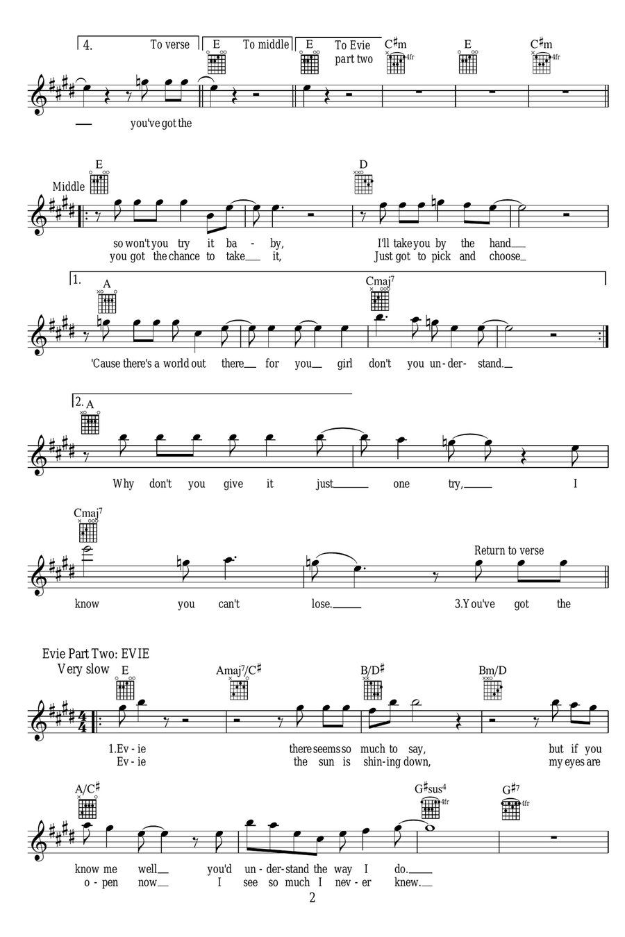 Evie (Pt. 1, 2 and 3) Piano scores gallery preview page 2