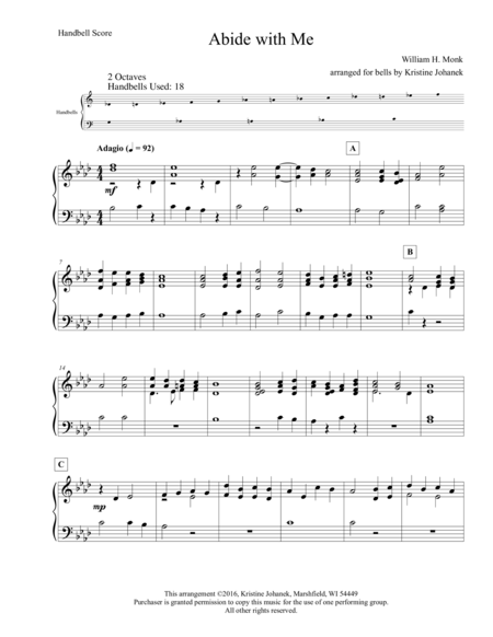 Abide with Me (2 octave Handbells, Tone chimes or Hand chimes) image number null