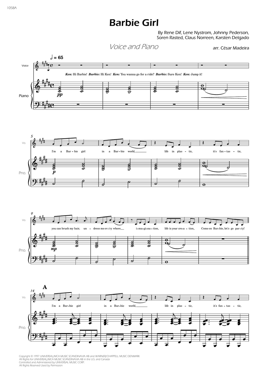 Barbie Girl Piano, Vocal scores gallery preview page 3