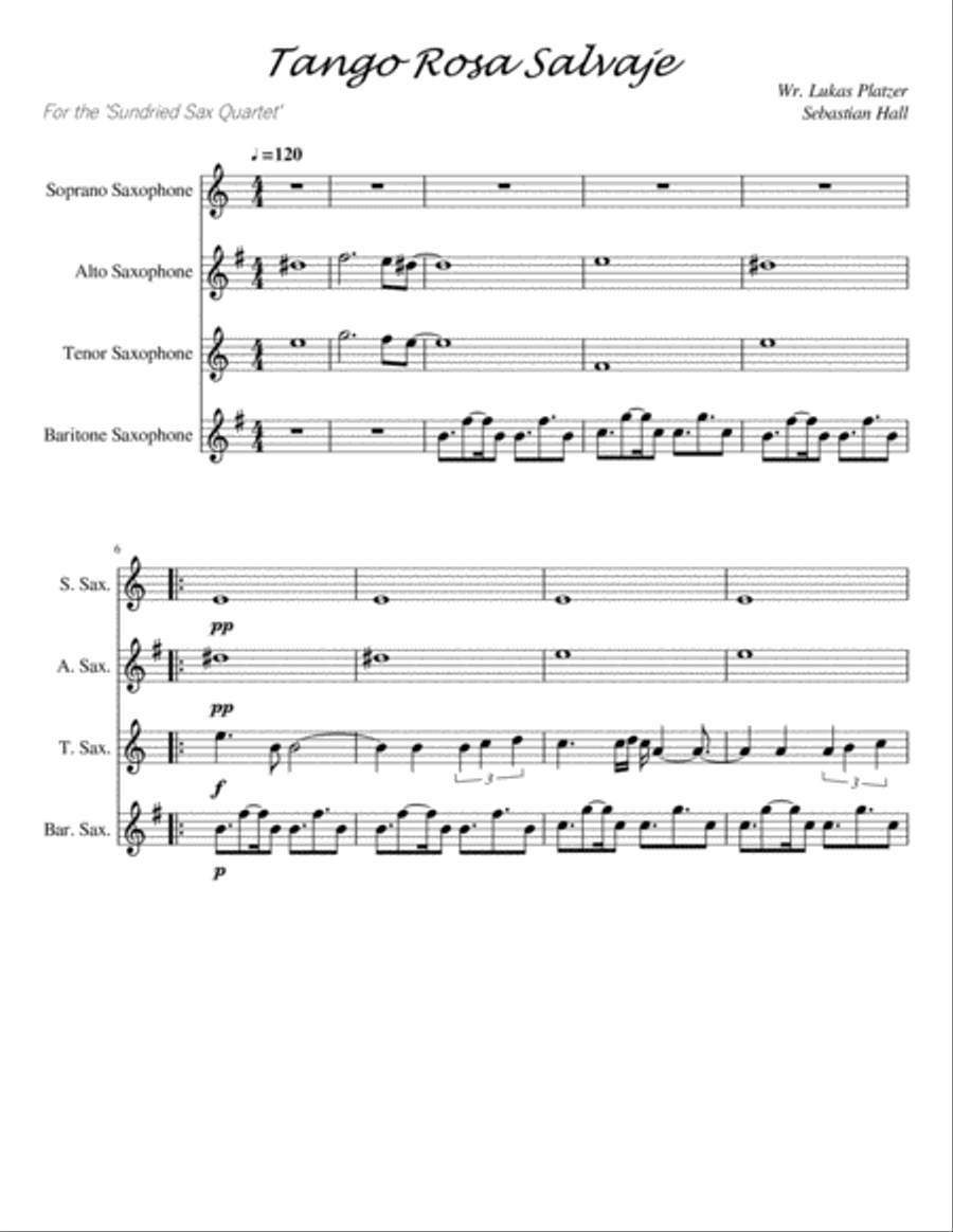 Tango Rosa Salvaje Woodwind Quartet scores gallery preview page 1
